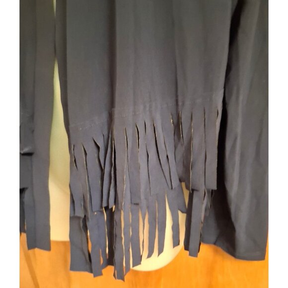 Attitudes by Renee Como Jersey Knit Fringe Cardigan cape cover Black Size XL NWT - Picture 4 of 7